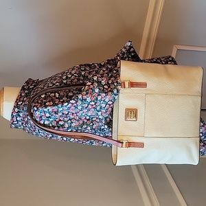 DOONEY & BOURKE Lexington Cream Pebbled Leather Tan Double Handle‎ Zip Tote Bag